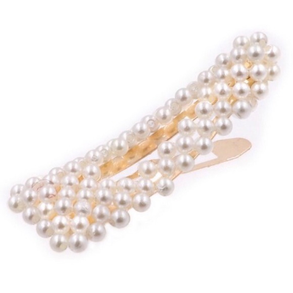 Elegant Faux Pearl Gold Hair Clip Barrette Set! - Picture 3 of 9